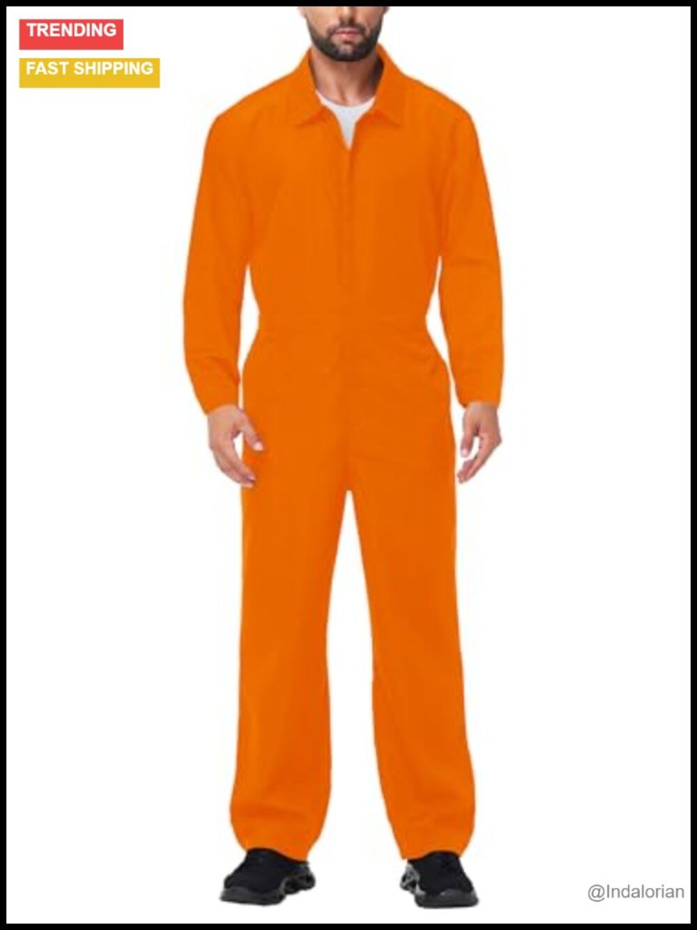 100% Polyester Jumpsuit Long Sleeve Zipper Mechanic Work Costume Halloween